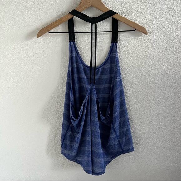 Nike Elastika Elevate Logo T-Back Tank Blue Stripe Lightweight Medium - Picture 2 of 11